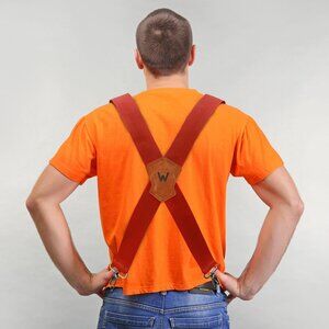 WELKINLAND 2-Inch-Wide Red Suspenders X-Shape Heavy-Duty adjustable W021170-Red